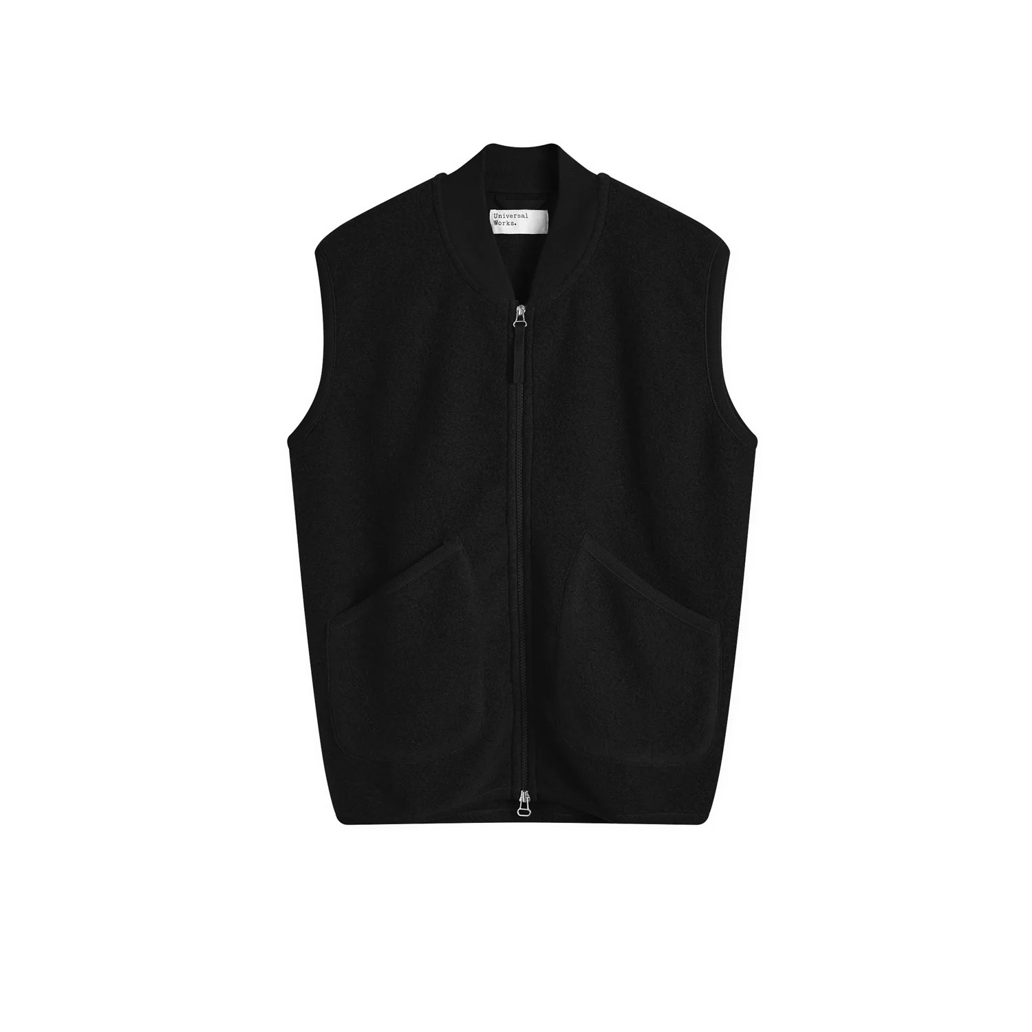 Zip Waistcoat - Wool Fleece--Black