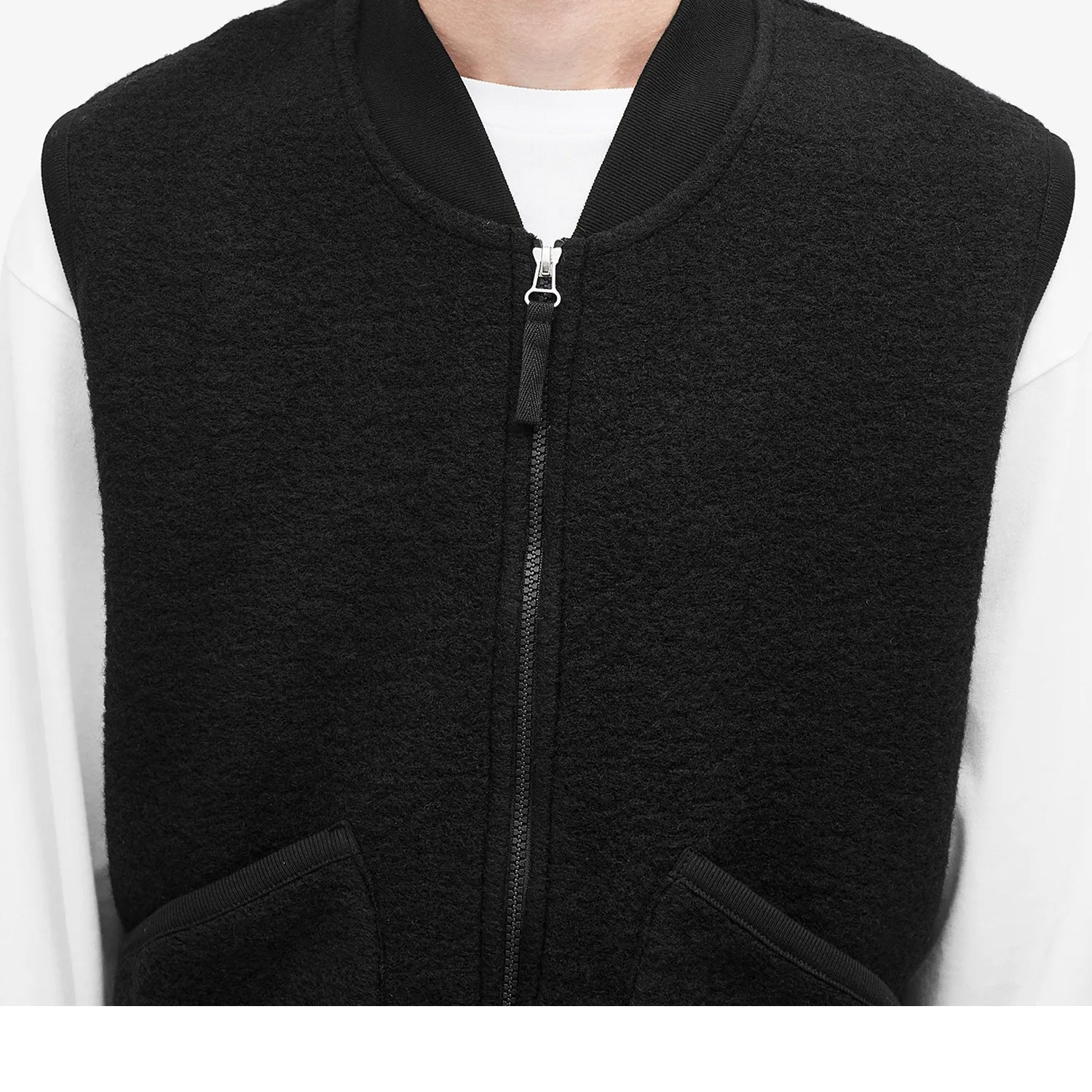 Zip Waistcoat - Wool Fleece--Black - Image 2