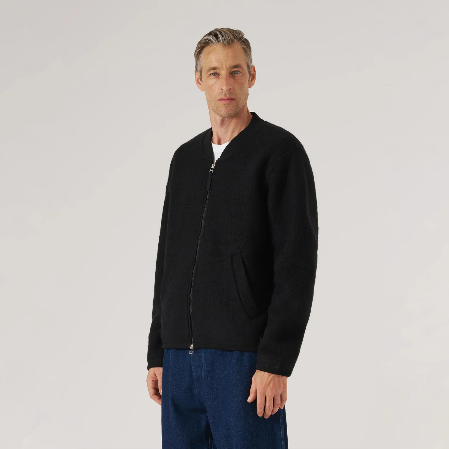 Zip Bomber Wool Fleece - Black - Image 3