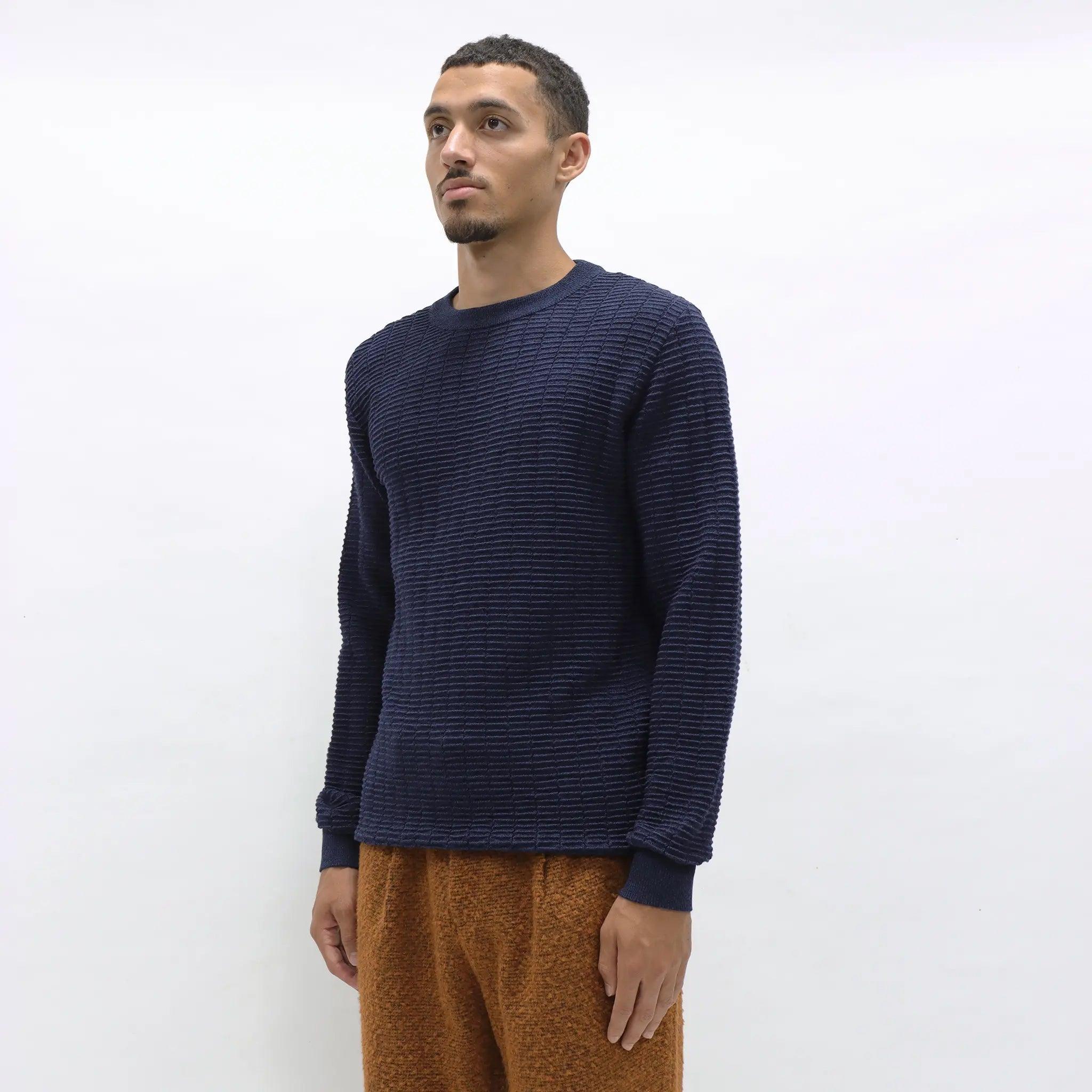 Vitor Ribbed Crewneck - Navy - Image 3