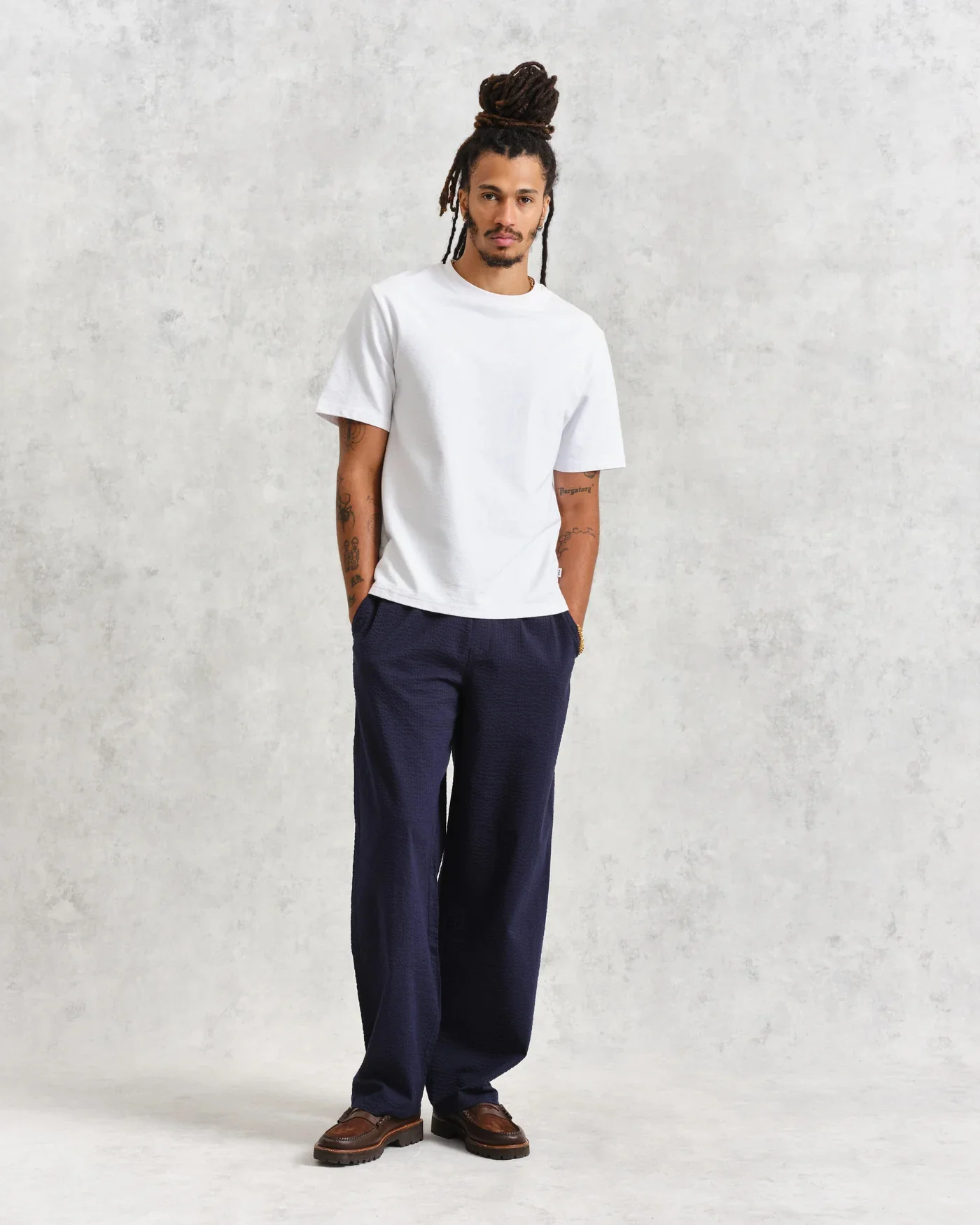 Campbell Seersucker Trouser - Navy - Image 2