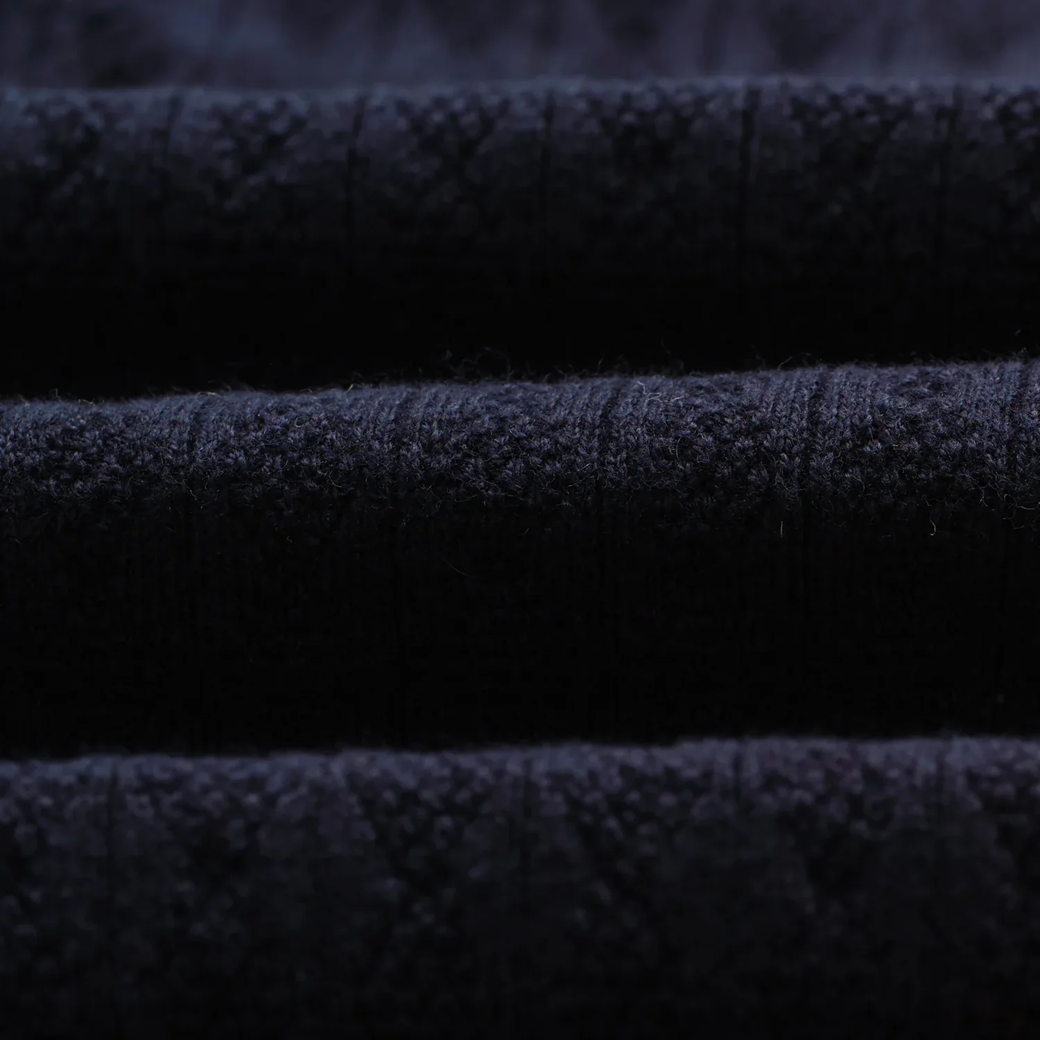 Oban - Navy Diamond Stripe Knitted Polo - Image 2