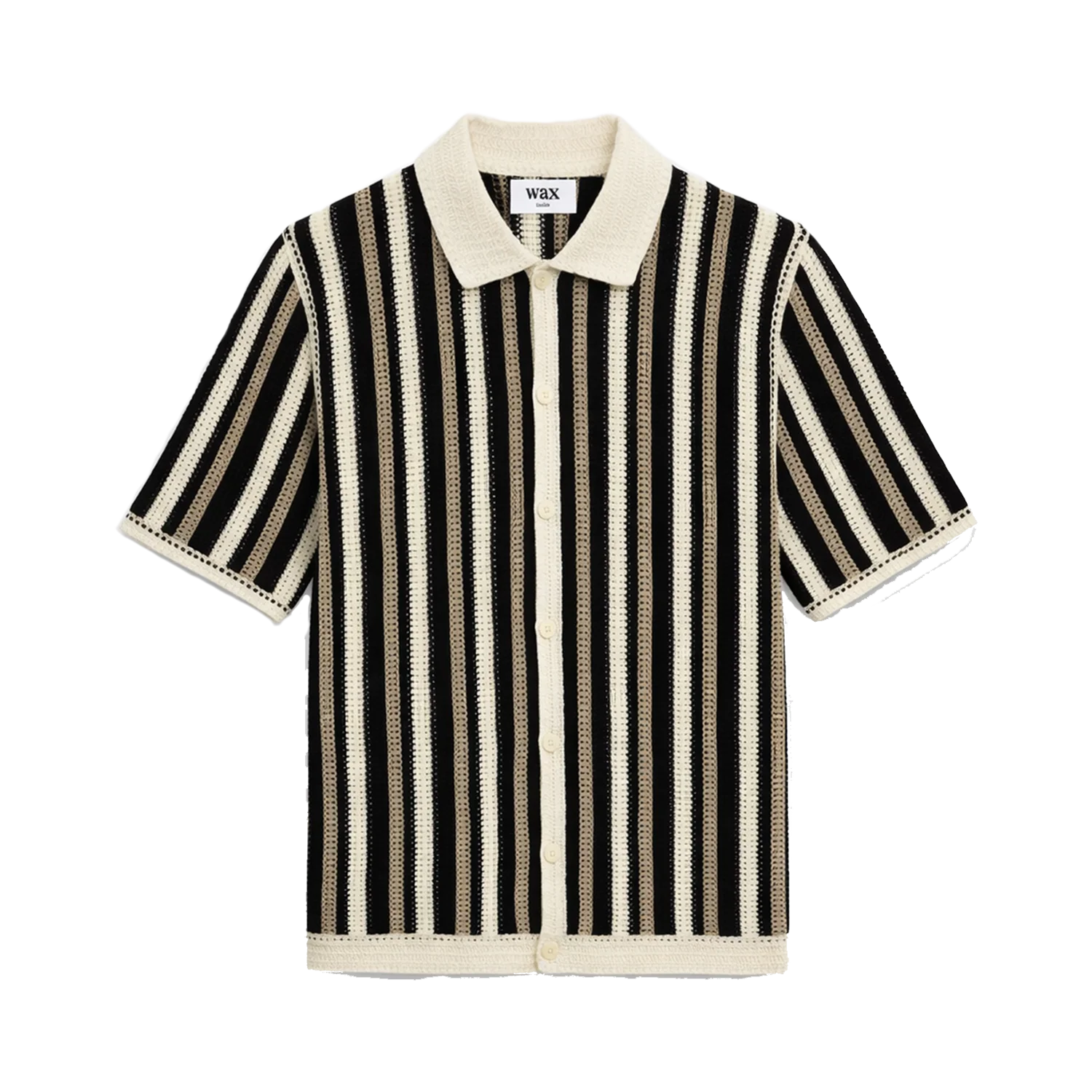 Porto SS Polo Stripe Crochet - Ecru / Black