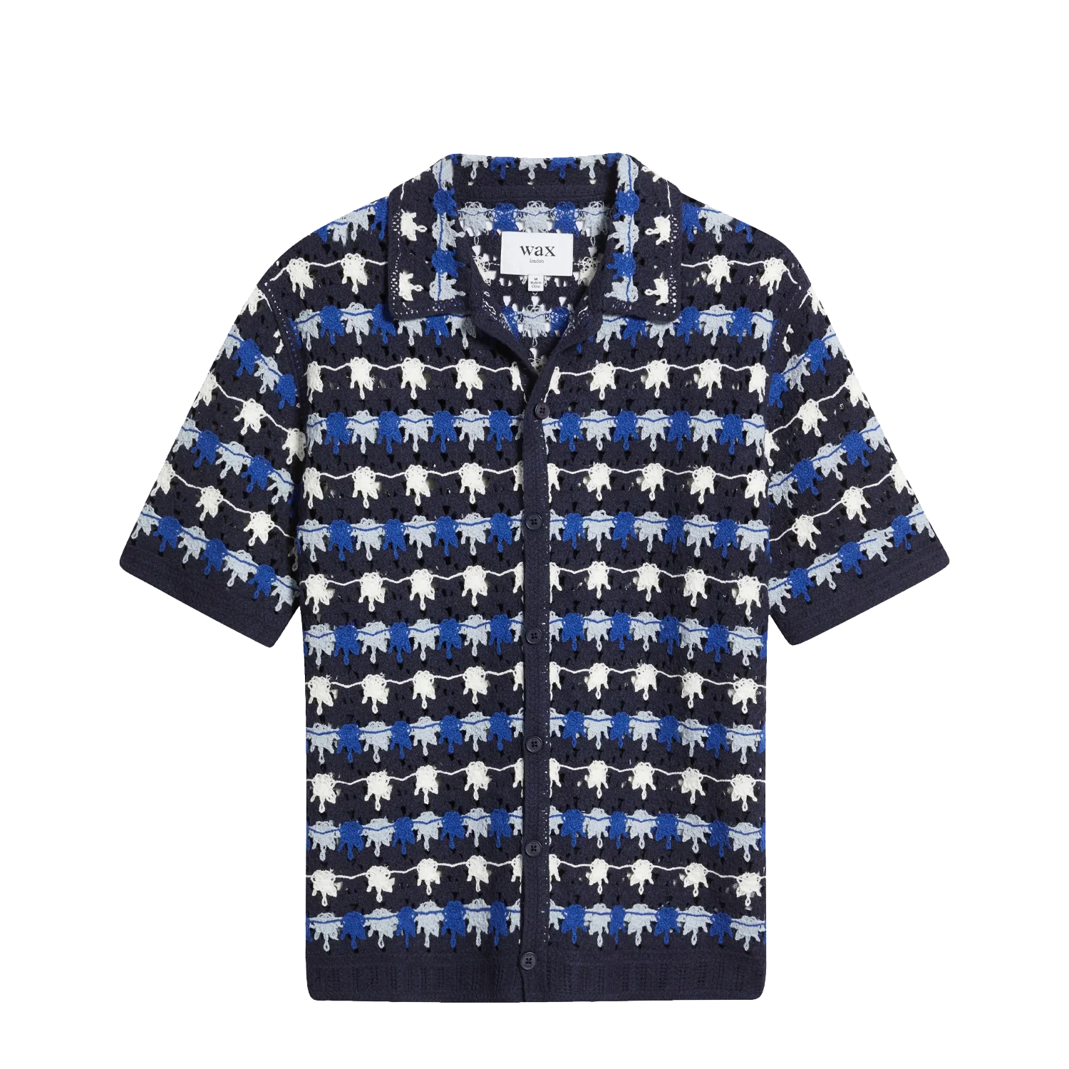 S/S Porto Shirt - Navy Splash Crochet