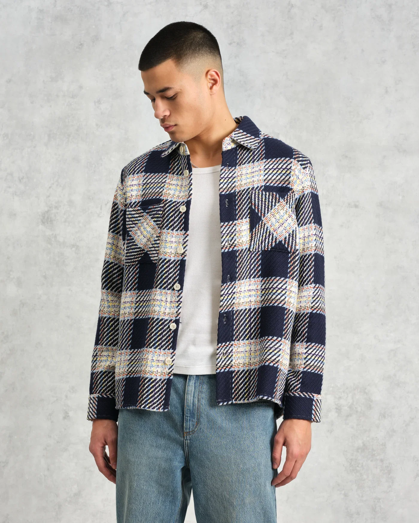 Whiting Overshirt - Hutton Check - Navy - Image 5
