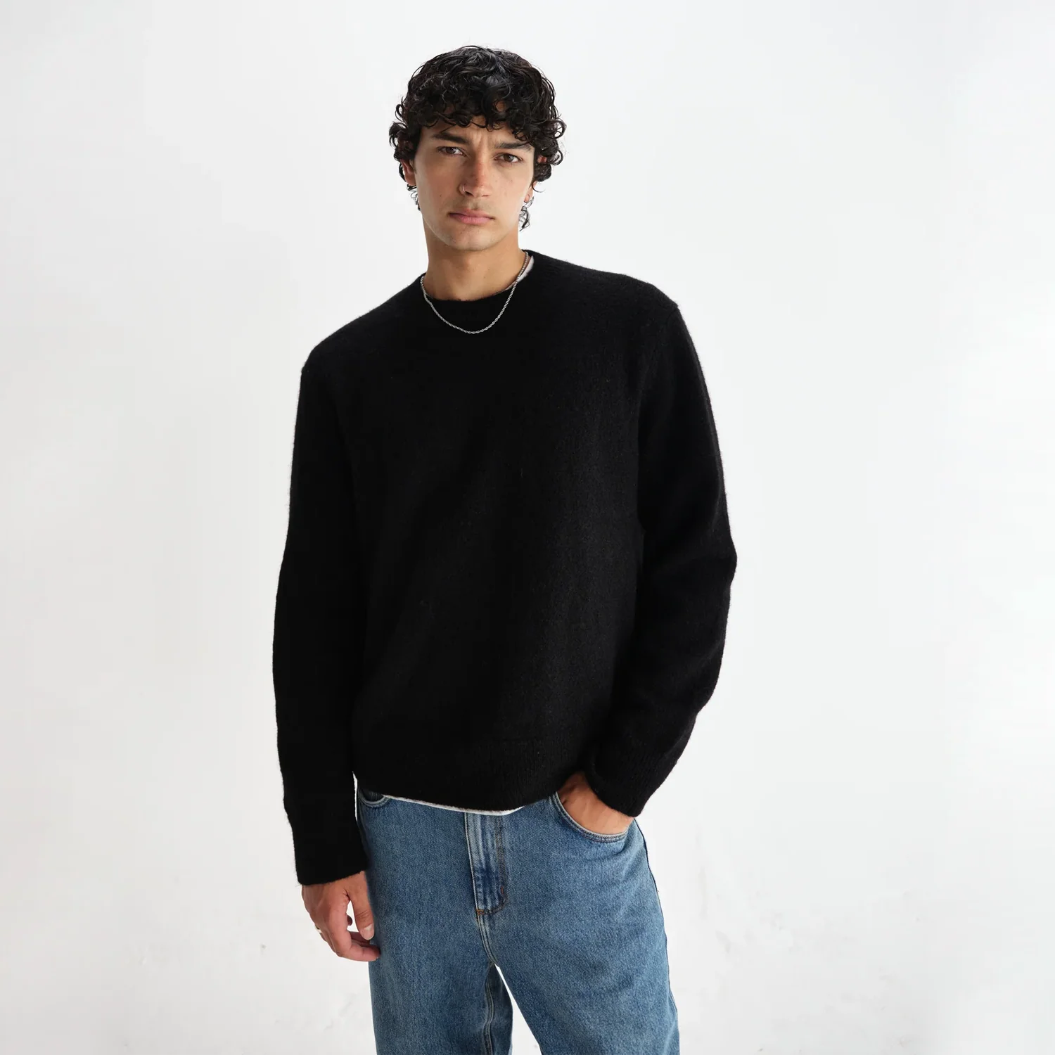 Wilde - Black Fluffy Wool Crewneck - Image 3