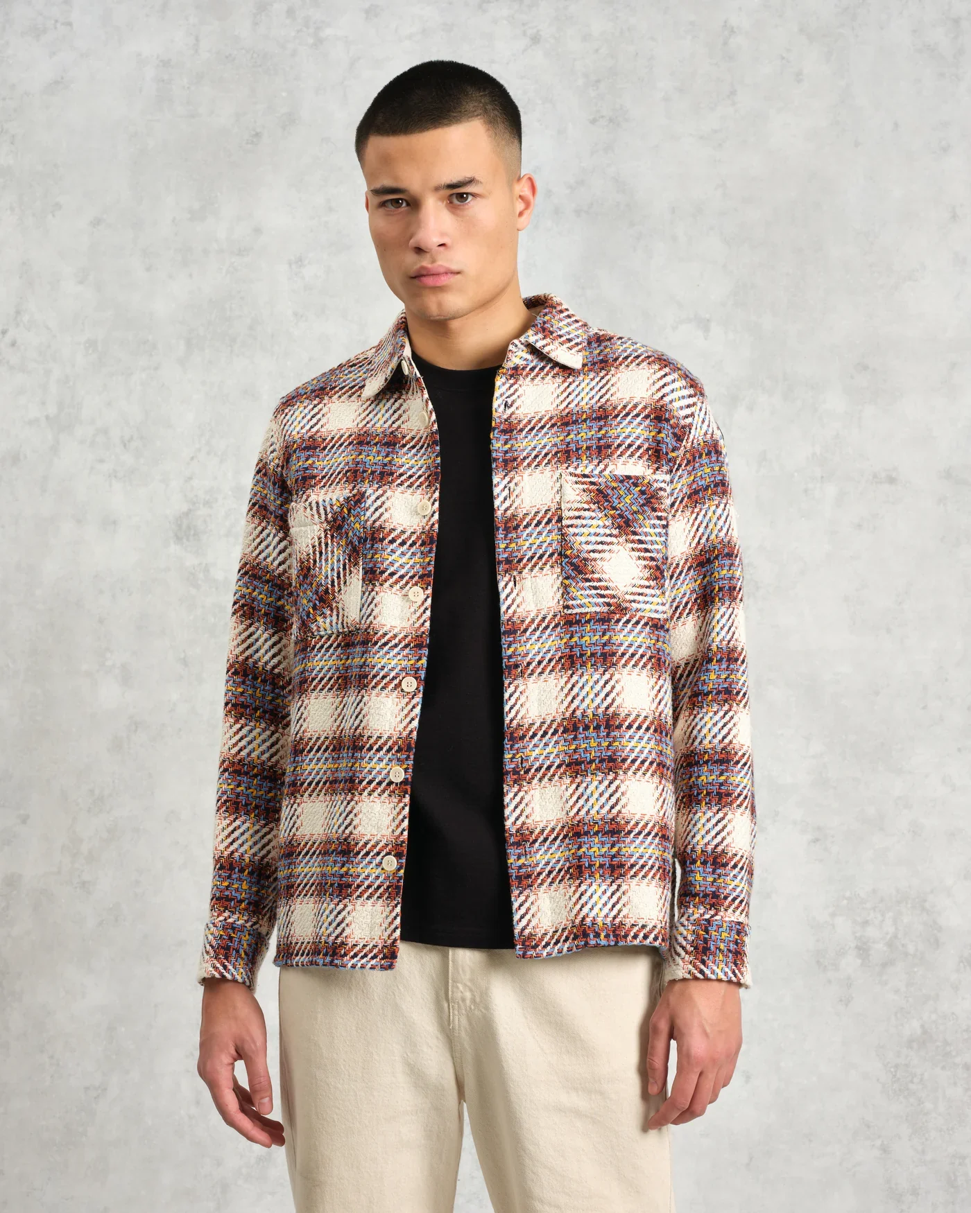 Whiting Overshirt - Hutton Check - Ecru/Multi - Image 3
